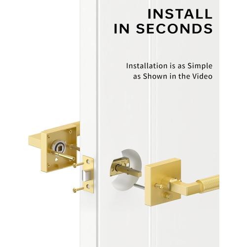 Asidrama 4 Pack Gold Privacy Door Handles, Door Lever with Door Knobs Indoor for Bedroom or Bathroom, Heavy Duty Door Handles Interior with Locks for Left Right Sided Doors