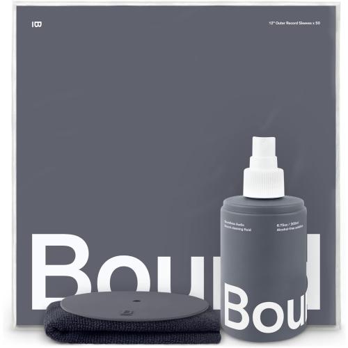 Boundless Record Cleaning Kit - 6.75oz Record Cleaner Solution, Cloth & Label Protector Bundle with 50 x Premium Outer Vinyl Sleeves - 4 Piece Cleaning Kit
