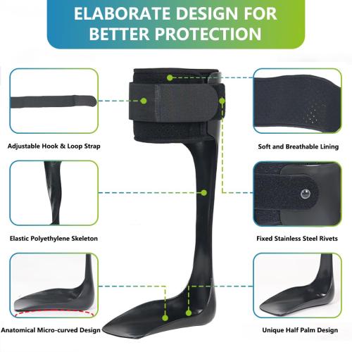 Komzer AFO Drop Foot Brace for Men Women Ultra Thin Half Palm Ankle Stabilizer Daily Ambulation Walk Auxiliary Footwear Inserts for Stroke Hemiplegia, M-Left