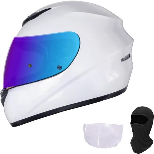 KRN Full Face Motorcycle Motorbike Helmet with Color Visor DOT Approved- Helmet & Balaclava NOT INCLUDED