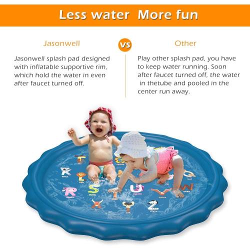 Jasonwell Splash Pad Sprinkler for Kids 60 Splash Play Mat Outdoor Water Toys Inflatable Splash Pad Baby Toddler Pool Boys Girls Children Outside Backyard Dog Sprinkler Pool for Age 1 2 3 4 5 6 7 8 9