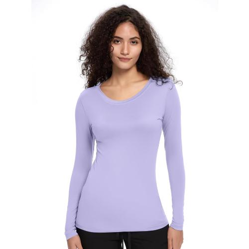COZYFIT Underscrub Long Sleeve Women - Crew Neck Scrubs Undershirts for Nurse with Soft Fabric small lilac