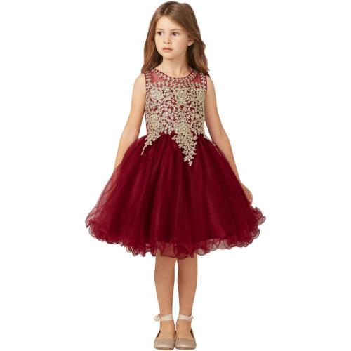 TIP TOP KIDS Flower Gold Lace Appliques Pageant Dress  (  SIZE 18M )
