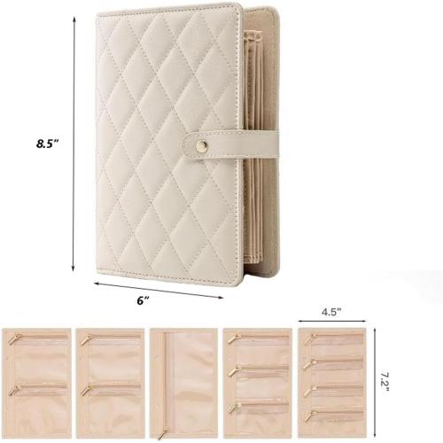 TANG SONG Leather Travel Jewelry Organizer Case – Velvet-Lined Zipper Pouch for Earrings, Necklace & Rings Portable Gift for Women (White)