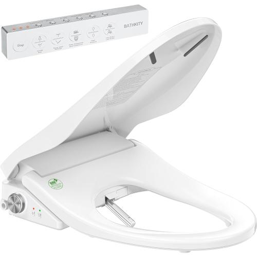 Smart Bidet Toilet Seat, Electric Heated Toilet Seat with Instant Warm Bidet Wash & Warm Air Dryer, Self-Cleaning Stainless Steel Nozzle, Soft Close Lid, Elongated