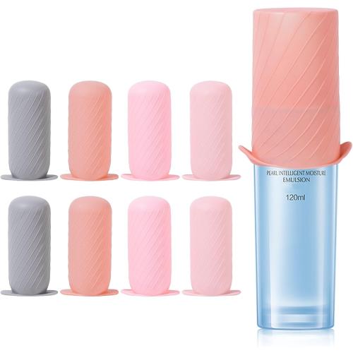 Silicone Bottle Covers- 8 Pack Fit Most Size Bottles Toiletries Travel essentials Elastic Toiletries Sleeves