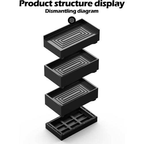 Furniture Risers, Tclouda Bed/Sofa/Desk/Table/Chair Leg/Fridge Lifts to 1.5, 3 and 4 in, Rectangle Adjustable Risers Blocks for Extenders, Heavy Duty Supports Up to 1300 Lbs, 4 in-Black-Rectangle