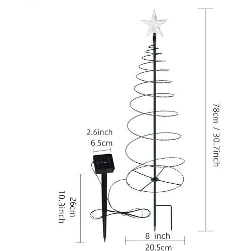 Solar Spiral Tree Lights，Solar Metal LED Christmas Tree Decoration Light, Christmas Decoration for Home Garden Lawn Patio Yard (Multicolor)