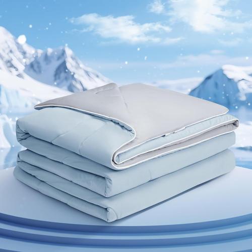 COHOME Cooling Comforter Queen/Full, Cooling Blanket for Hot Sleeper and Night Sweats, Cold Touch Fabric Absorbs Body Heat, Double-Sided Cool Design Soft Fluffy (Blue, (90x90))