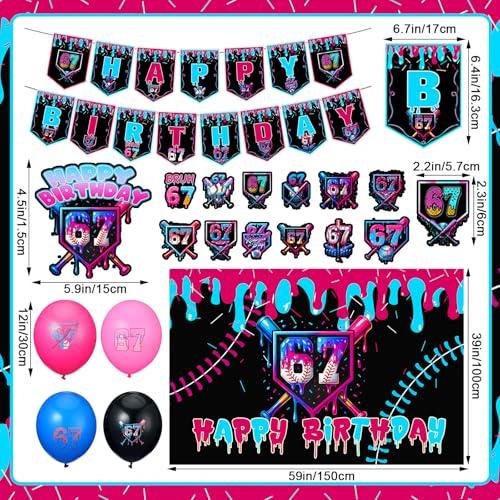 SmoothNovelty 31 Pcs 67 Baseball Ice Cream Drip Birthday Decorations