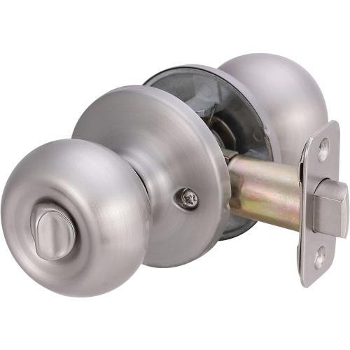 Size , 1-3/8” to 1-3/4”, Satin Nickel Amazon Basics Bedroom/Bathroom Door Knob With Lock, Coastal, 1-3/8” to 1-3/4”, Satin Nickel