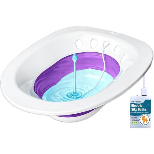 Electric Sitz Bath for Toilet Seat - Yoni Steam Seat -Portable Sitz Bath Tub for Hemorrhoids and Postpartum Care - Wide Seat - Deeper Bowl - Purple