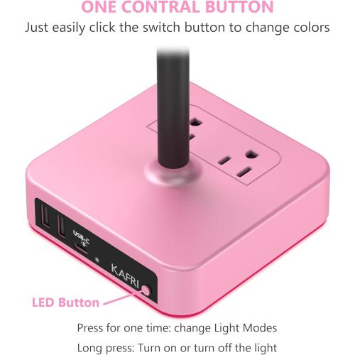 KAFRI RGB Headphone Stand with USB Charger Desk Gaming Headset Holder Hanger Rack with 3 USB Charging Port and 2 Outlet - Suitable for Gamer Desktop Table Game Earphone Accessories Girlfriend Gift