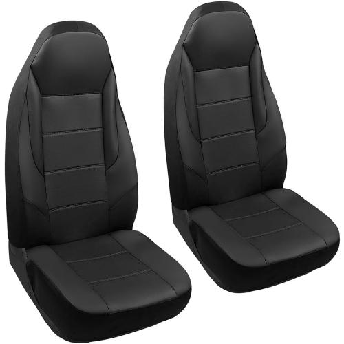 GIANT PANDA Front Car Seat Cover for Jeep Wrangler TJ (1997-2006),Leather Bucket Seat Covers Custom Fit Jeep Accessories (Black) 2-Pack