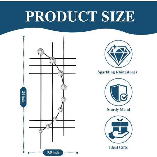 ZEXUIRU 2 Pack Black Abstrac Wall Decor – Metal Crystal Wall Art with Sparkling Rhinestones, 16.5’’/24 Inch Wall Hanging Set for Living Room Bedroom Bathroom – Modern Bling Home Decorations