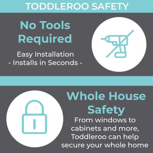 Toddleroo by North States Sliding Cabinet Locks | Keep Side by Side cabinets Safely and securely Closed | Works on Cabinet Handles up to 4.5 Apart | Baby proofing with Confidence (2-Pack, White)