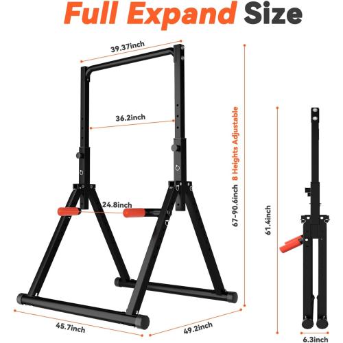 Power Tower Pull Up Dip Station Foldable, Pull Up Bar Station Adjustable, Multi-Function Home Gym, Strength Training Fitness Equipment, Triangular Design, for Home Outdoor