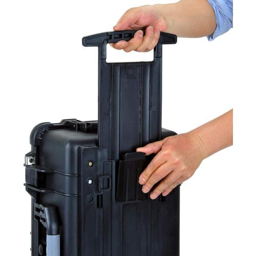 MEIJIA All Weather Rolling Waterproof Protective Case, Hard Camera Case,Dry Case with Retractable Pull Handle and Wheels,Foam Inserted, Elegant Black,22 x13.81x9inches
