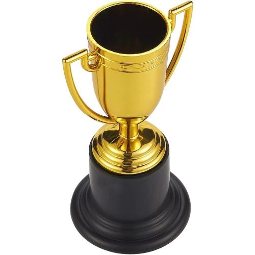 Juvale Mini Trophies Bulk - 4 in, Gold-Plated Plastic, 24-Pack - Trophies for Kids & Adults - Sports, School & Party Awards