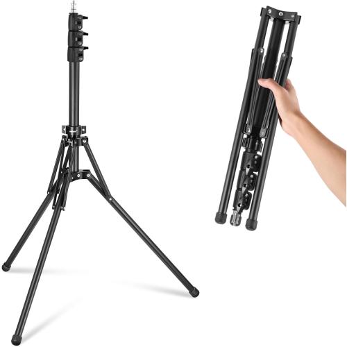 NEEWER Light Stand with 180° Reversible Legs, 70/178cm Portable Travel Tripod Stand 1/4 Screw & 5/8 Stud for Indoor Outdoor Photography Speedlite Strobe Ring Light Softbox, ST178B, Black