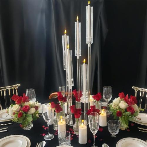35inch 10pcs Acrylic Candelabra Centerpieces for Tables 5 Arms Wedding centerpieces for Decorations