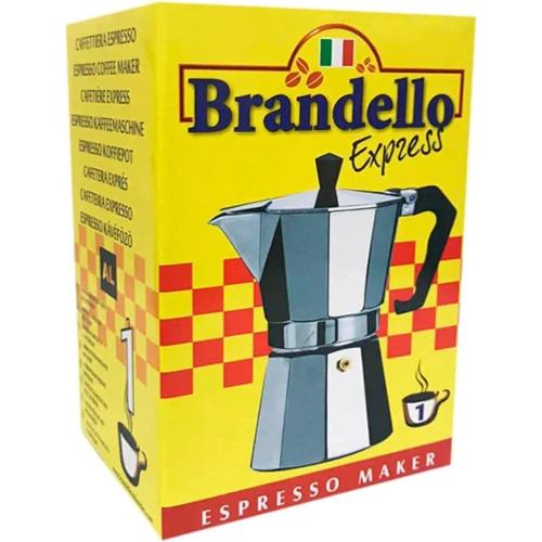 Aluminum Espresso Stovetop Coffee Maker Silver 1 Cup Moka Pot Cuban Coffee Maker (Brandello Express)