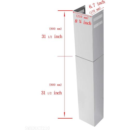 Wall Mount Range Hood Cover Extension Retractable Adjustable Kitchen Fan Chimney Vent Extender Duct Stainless Steel Upper and Lower 8 1/4(W) x6. 7(D) x 31 1/2~63(H)