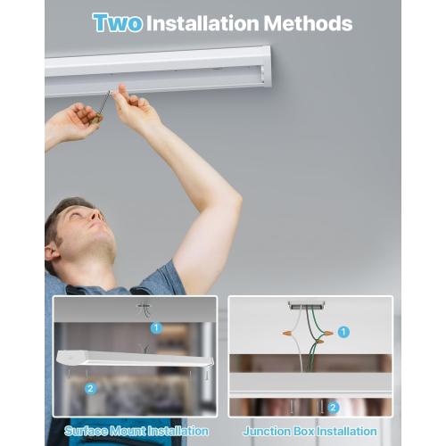 HYPERLITE 4FT LED Wraparound Light 6600LM, 60W/50W/40W, 4000K 48Inch Garage Ceiling Lights Surface Mount, AC120V ETL Listed Hardwired Led Light Fixture for Garage, Kitchen, Fluorescent Replacement,4P