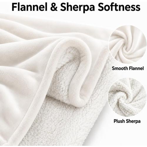 Electric Heated Blanket King Size 90 x 100, Soft Flannel for Bed, Couples, 10 Heat Settings, 1-12H Auto Shut Off, Dual Zone Controls, Overheat Protection, Machine Washable, White