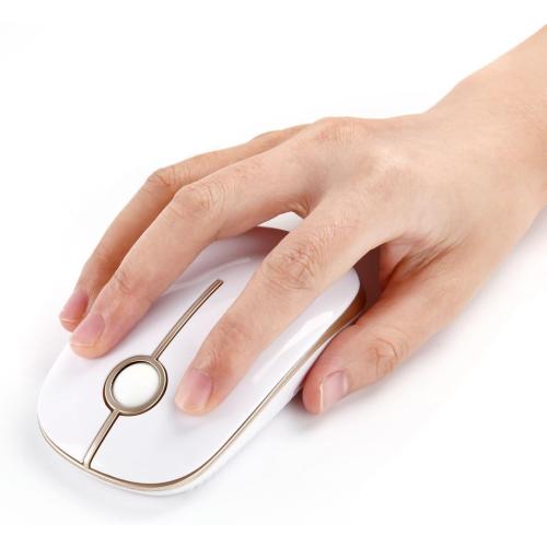 VssoPlor Wireless Mouse, 2.4G Slim Computer Laptop Mouse, White and Gold