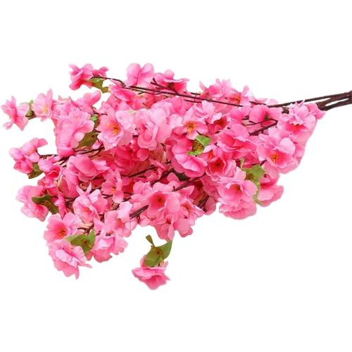5pcs Artificial Peach Blossom Flowers Bouquet, 25.59inches Spring Cherry Plum Tree Branch Fake Silk Flower for Vase Wedding Home Spring Summer DIY Decoration(Pink)