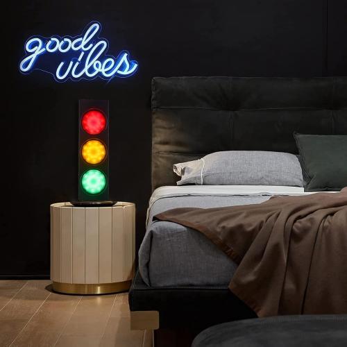 Traffic Light Wall Lamp Remote Control Retro Kids Bedroom Stop Light, Plug in Industrial LED Wall Sconce, 18.5’’ Vintage Fun Signal Lights for Home Office Bar Garage Car Room Decor Christmas