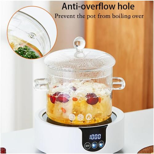 Clear Glass Pot, Cooking Pot with Lid and Handle, Clear Saucepan, Resistant Borosilicate Pot, Glass Saucepan for Cooking On Stove, Stovetop Simmer Pot (1.9L/64oz)