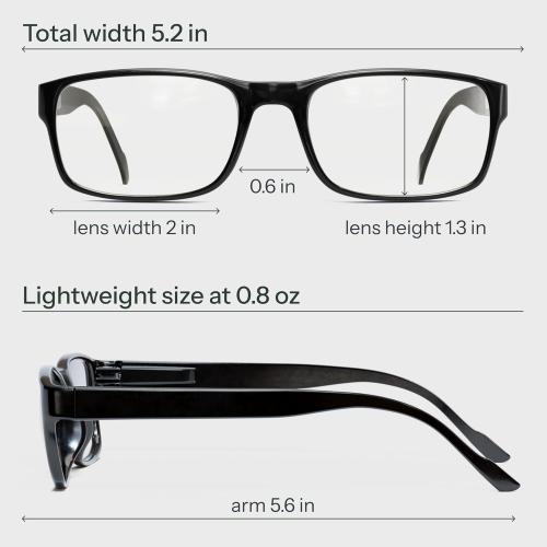 Gaoye 1.75 Professional Reading Glasses for All Day - Computer Readers with Blue Light Protection - Value 5 Pack *Black*