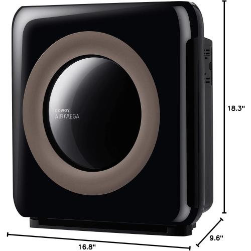 COWAY Air Purifier for Home Up to 1,575ft², App-Enabled Smart Technology, Compatible with Amazon Alexa, HEPA Filter for Smoke, Allergies, Odor, Auto Mode, Airmega AP-1512HHS Black