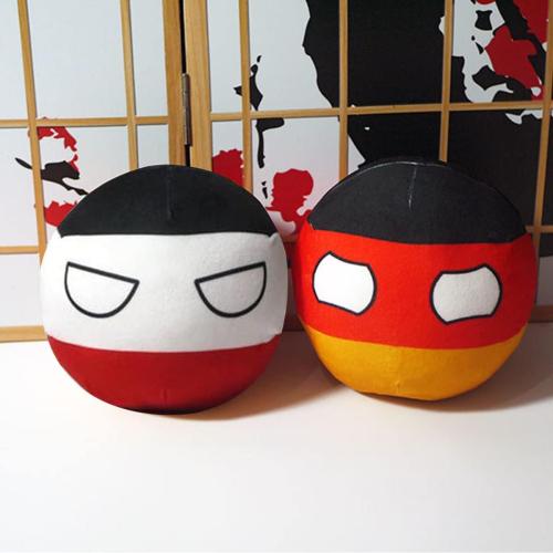 Color Black white and red Polandball Plush Doll Countryball, Toy Plush Gift,USA USSR UK France Russia Canada Italy Country Ball, 7.87 Inches