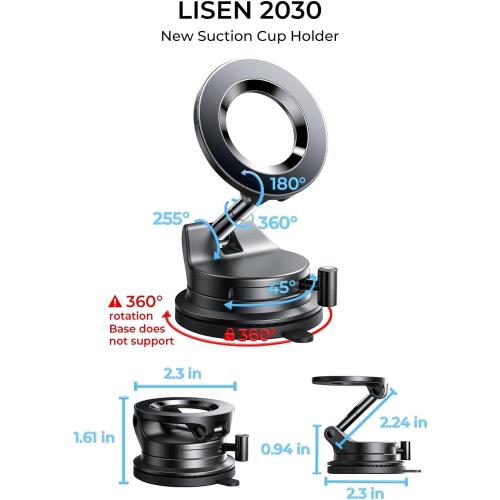 LISEN for Magsafe Car Mount, Cell Phone Holders for Your Car, Magnetic Car Accessories for Women Men Jeep Truck, Vacuum Gifts for iPhone 17 Pro Max 16 15 14 13 12, Samsung S25, Pearl White