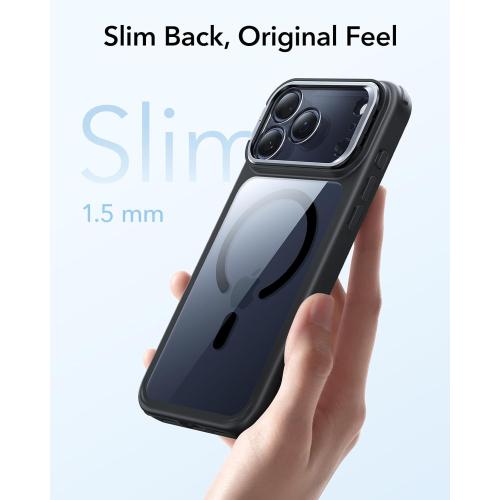 ESR for iPhone 17 Pro Max Case with Stash Stand, Camera Control Cover Compatible with MagSafe, Military-Grade Drop Protection Magnetic Phone Case, Scratch-Resistant Back Cover,Clear Black