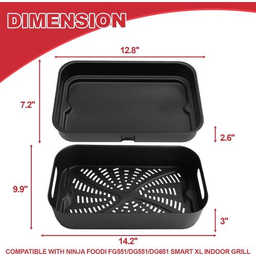 Cooking Pot and Combo Crisper Basket for Ninja Foodi FG551 DG551 DG651 | Non-Stick Air Frying Pot and Basket for Ninja Foodi Smart XL Indoor Grill Accessories