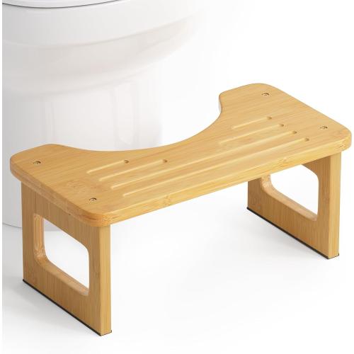 AmazerBath Bamboo Toilet Stool, Squat Potty Stool for Adults, Non-Slip Pooping Stools for Bathroom, Portable Potty Step Foot Stools for Kids, Assembly Required, 6.8''