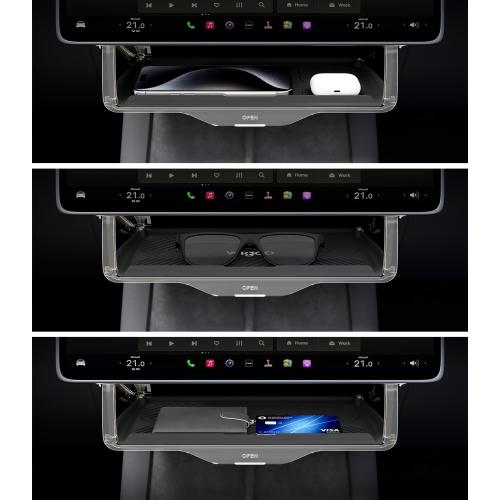 Wigoo Under Screen Organizer for Model Y 2019~2026, Including Model Y Juniper 2025~2026 (Standard, Premium & Performance), Concealed Center Console Organizer Tray, Quick & Stable Installation