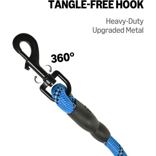 Amazon Basics Round Dog Leash, Heavy Duty, Durable Rope for Small, Medium, and Large Dogs, Lightweight Design for Walking, Training, and Outdoor Activities, Blue, 6 Ft