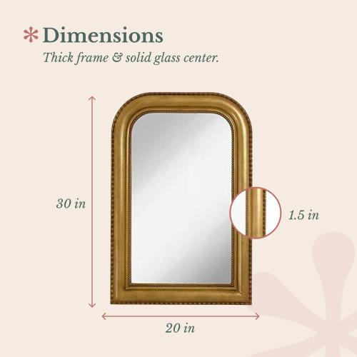 Hamilton Hills 20 x 30 Classic Gold Framed Rich Framed Top Round Corner Mirror - Thick Arched Top Rich Wall Mirror - Vanity for Bathroom Decor, Bedroom, Living Room - Hangs Horizontal or Vertical