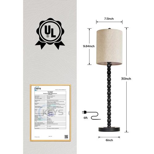 Buffet Lamps, Table Lamps Set of 2-30 H Tall with Sturdy Metal Bases & Textured Linen Shades - UL Certified, Ideal for Creating a Cozy Vibe in Living Rooms, Dining Rooms & Entryways (Matte Black)