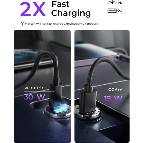 LISEN 54W Car Phone Charger USB C, Cigarette Lighter Adapter, Car Accessories for iPhone, USB C Car Charger Adapter USBC Type C 12v, Fit for iPhone 16, 15, 14, 13 Samsung Google iPad Android, Blue
