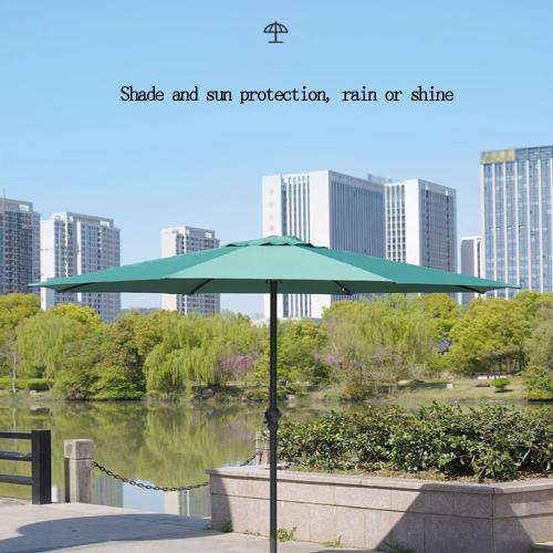 9FT Patio Umbrella 8 Ribs Beach Umbrella Portable Market Table Umbrella With Push Button Tilt And Crank, Outdoor Parasol For Garden, Lawn, Backyard
