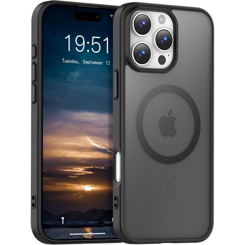 Temdan for iPhone 16 Pro Max Case [Compatible with MagSafe] [Military-Grade Drop Protection] [Anti-Fingerprint] [Anti-Scratch] Slim Silky-Soft Touch Translucent Matte Case 6.9 inch, Black