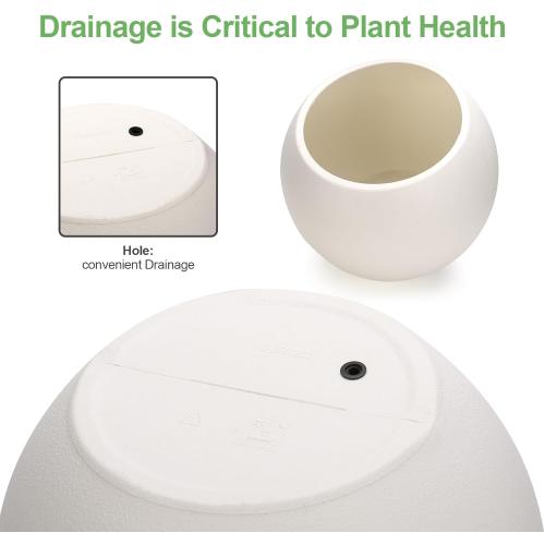 Large Round Planter,Planters for Indoor Plants & Outdoor,Durable Plastic Material Sphere Planter with Drainage Hole & Rubber Plug Weather Resistant,Plant Pot