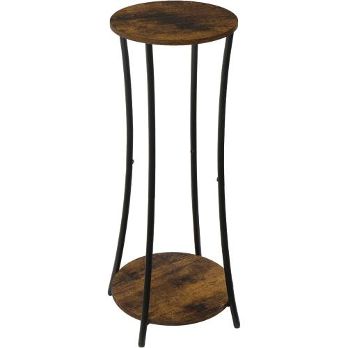 YINMIT Plant Stand Indoor,2 Tier Round Potted Holder Rack,Flower Pot Stand Shelf,Round Supports Rack,Corner Plant Shelf for Balcony Garden Patio Living Room,Brown