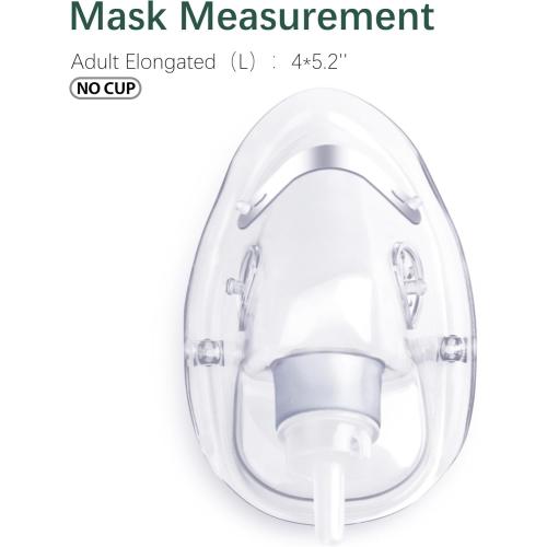 ANSNF 2 Pack Oxygen Mask for Face Adult with 6.6' Tube & Adjustable Elastic Strap - Size M L (Clear) - NO CUP